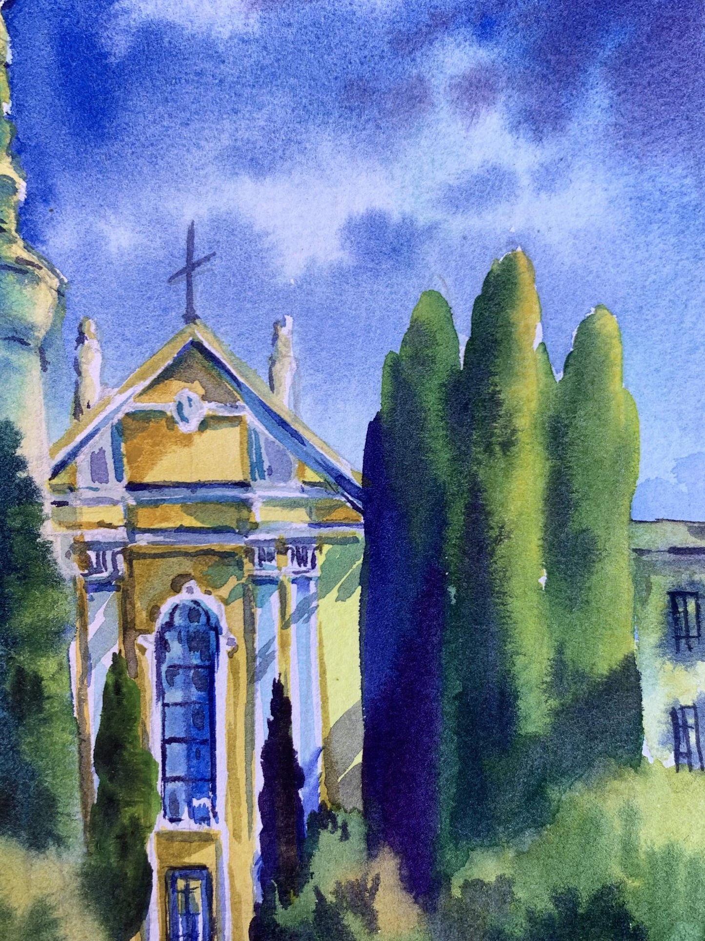 Watercolor painting Sacred place Svetlana Gramm