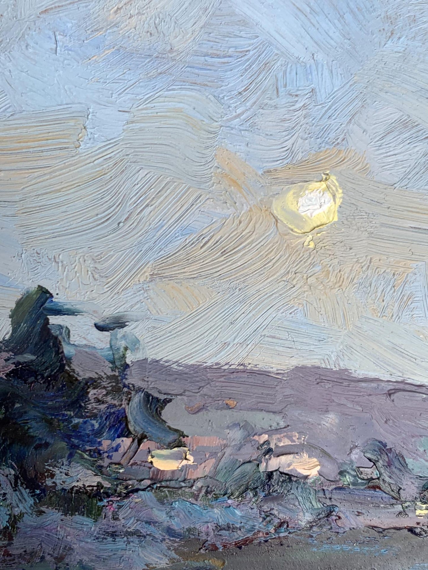 Oil painting The moon over the village Oleksiyander Cherednichenko