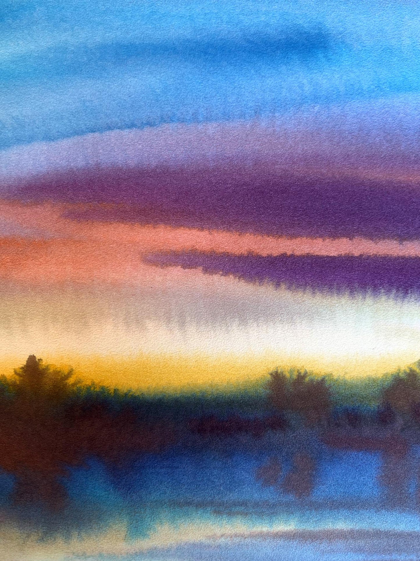 Watercolor painting Sunset on the river Svetlana Gramm