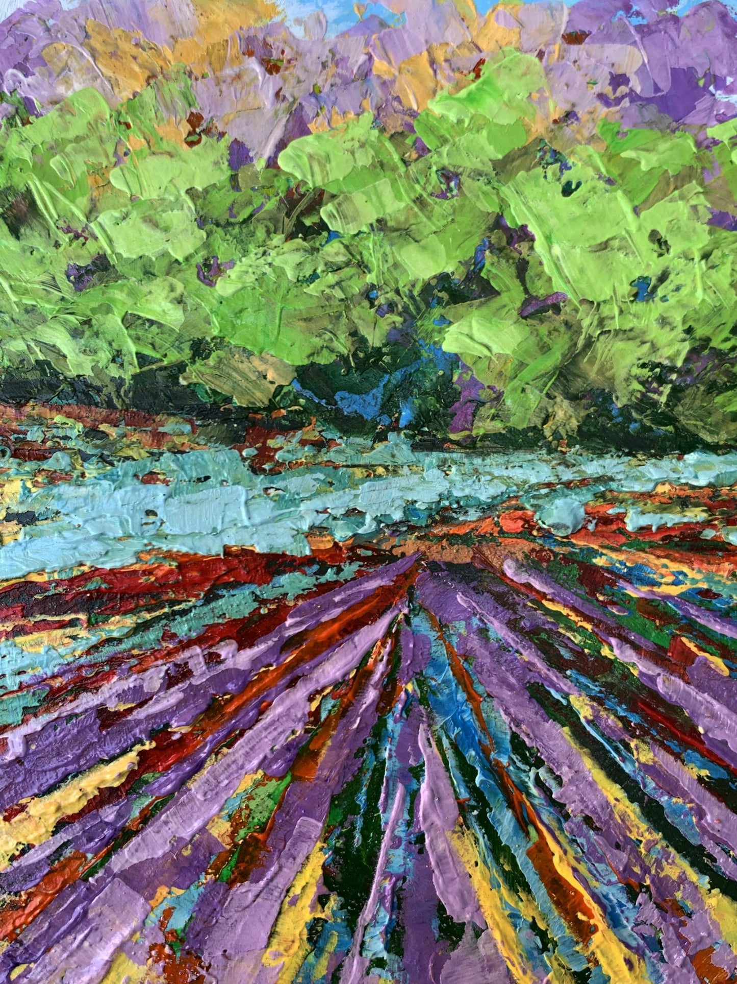 Oil painting Sunny field near the forest V. Zadorozhnya