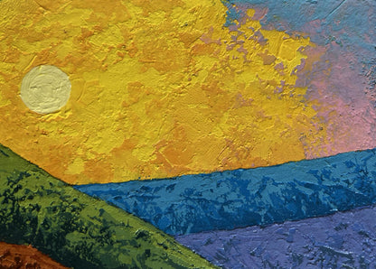 Oil painting Sunset palette over a mountain valley V. Zadorozhnya