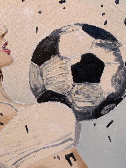 Oil painting Girl and football Oleksandr Gukalov