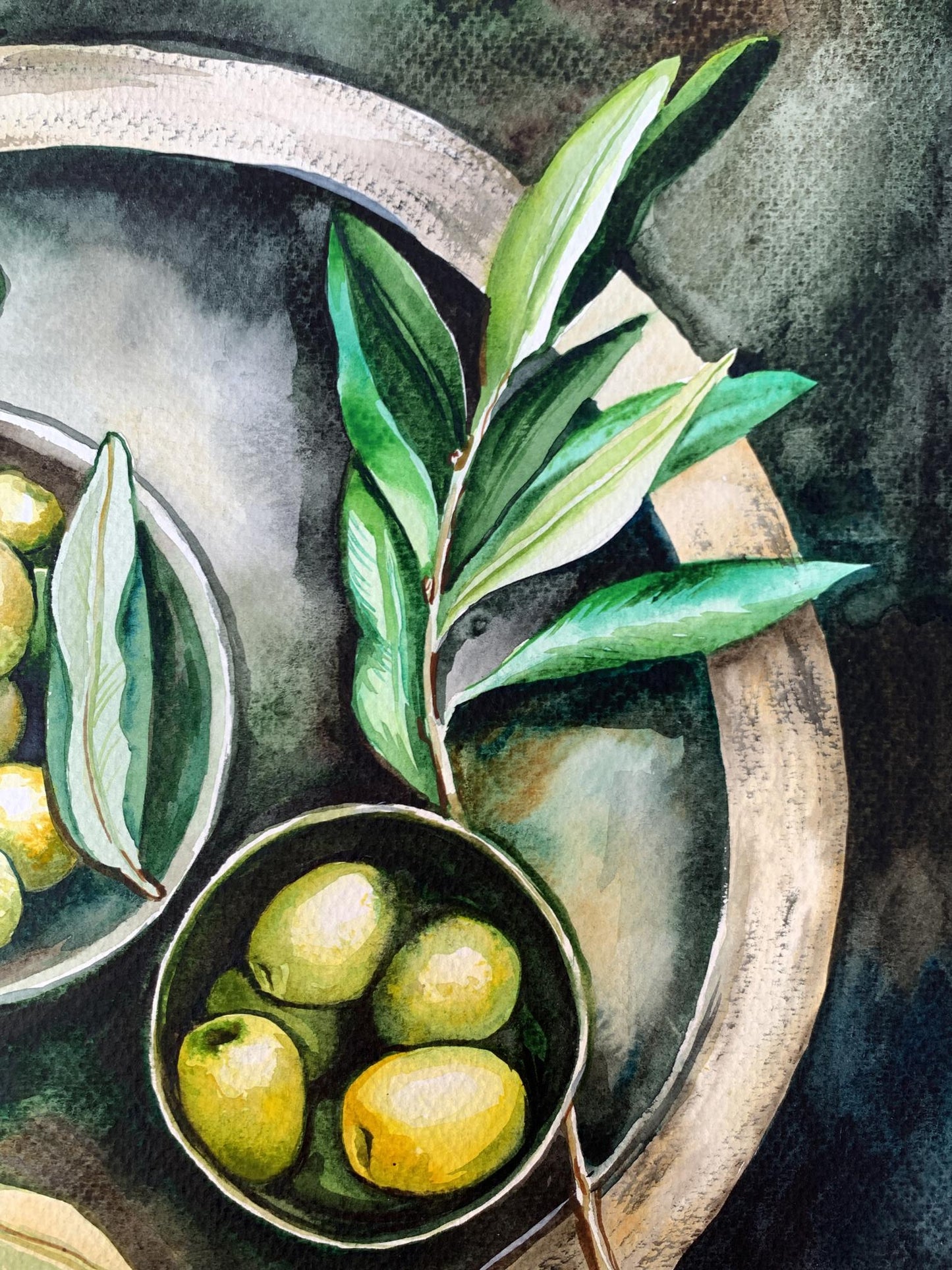 Watercolor painting Olive Olga Ponomaryva