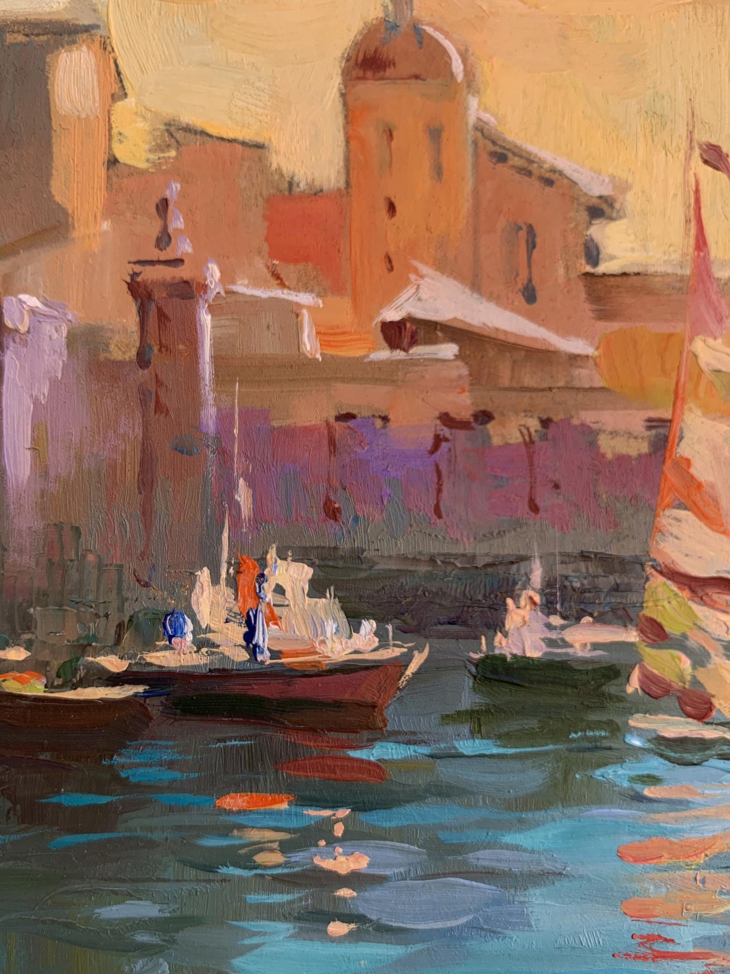 OIl painting Evening at the yacht club Yuriy Suprunchuk