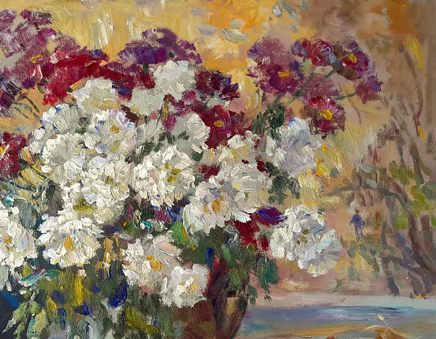 Oi painting A gift of autumn flowers Ivan Kovalenko