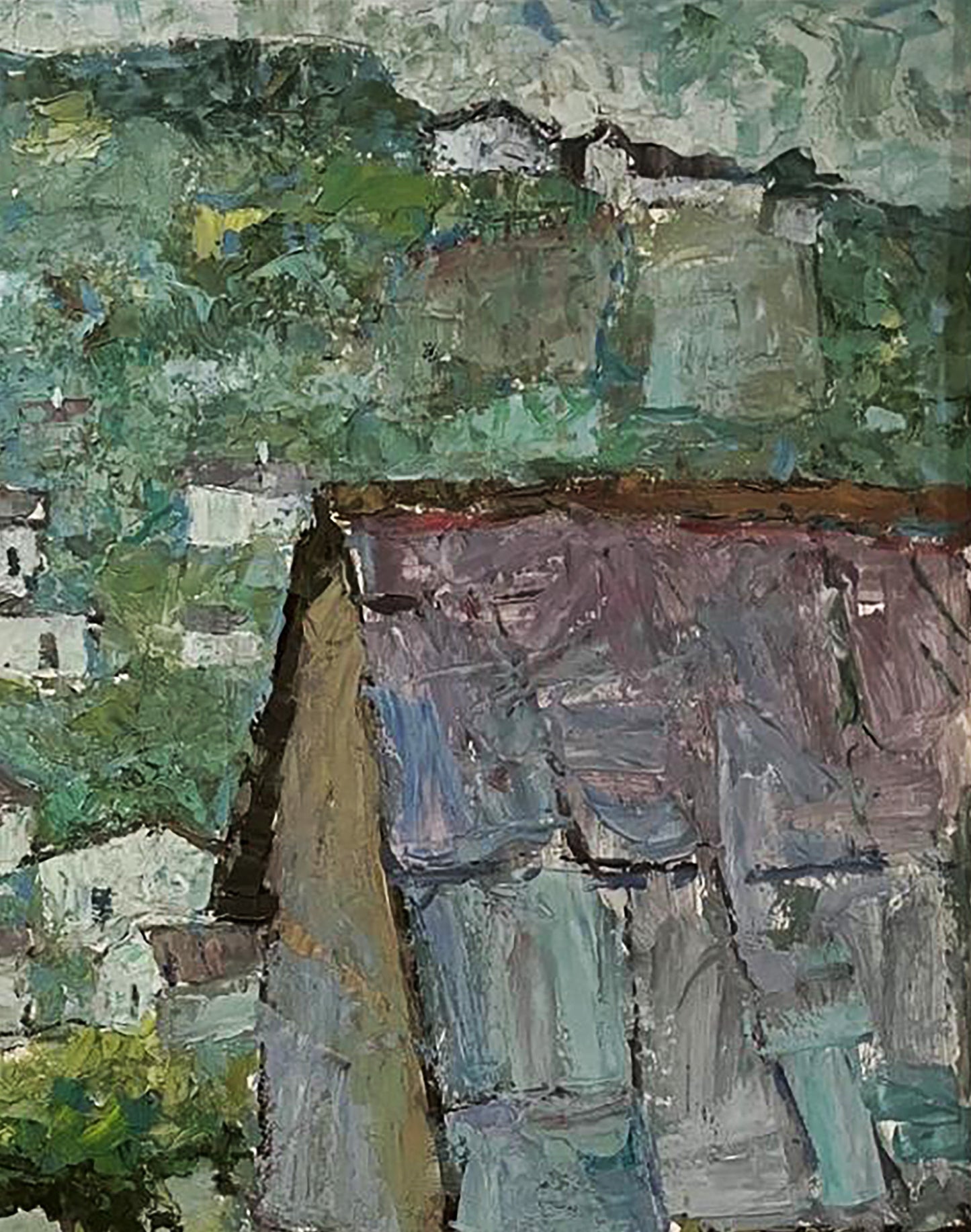 Oil painting Roofs of houses Oleksandr Andreev