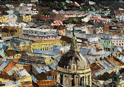 Oil painting Panorama of the ancient city Gorishniy N.A.