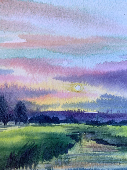 Watercolor painting Sun behind the clouds Svetlana Gramm