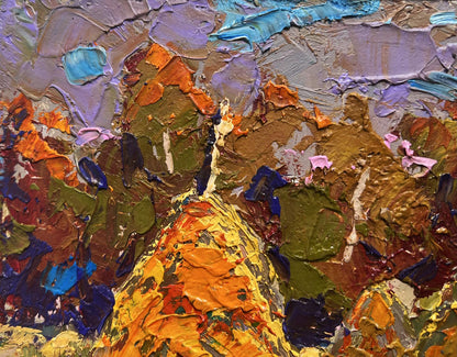 Oil painting Haystacks in the field Oleksiy Ivanyuk