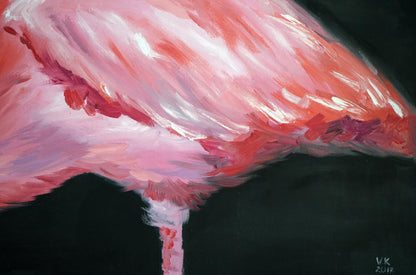 Oil painting Pink flamingo Victoria Kagalovska