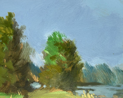 Oil painting A downpour is approaching by the river Yuriy Suprunchuk