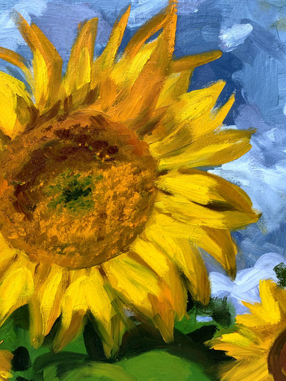 Oil painting Sunflowers and clouds Valentina Simashchuk