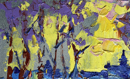 Oil painting Winter evening with yellow sunset Oleksiy Ivanyuk