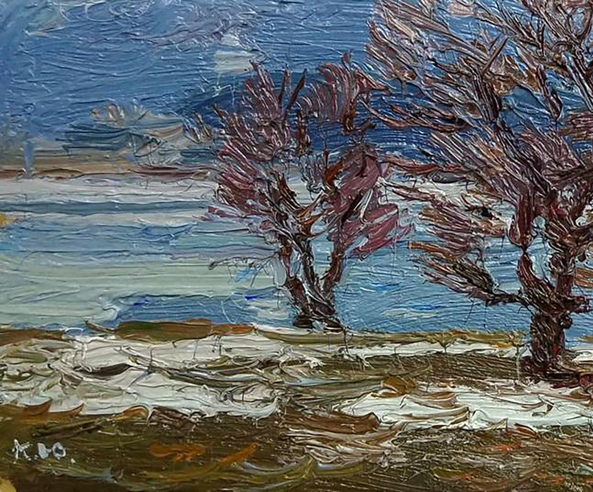 Oil painting The snow is melting Yury Konovalov