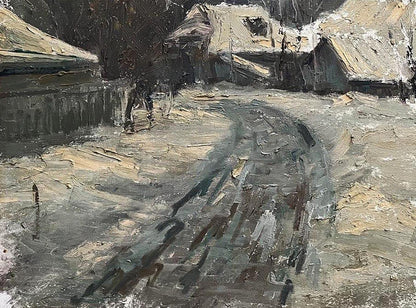 Oil painting Winter in the village Volodymyr Pashchenko