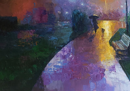 Oil painting Under the rain Boris Serdyuk