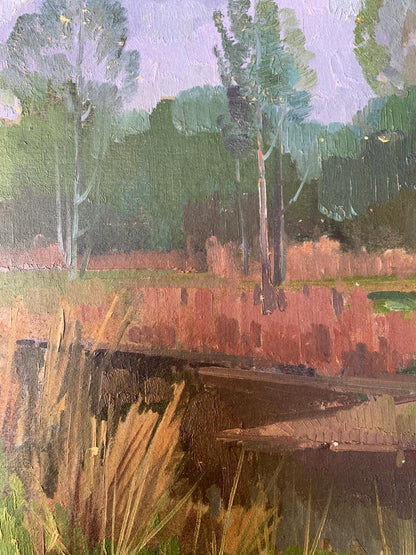 Oil painting There is a river in the forest Peter Dobrev