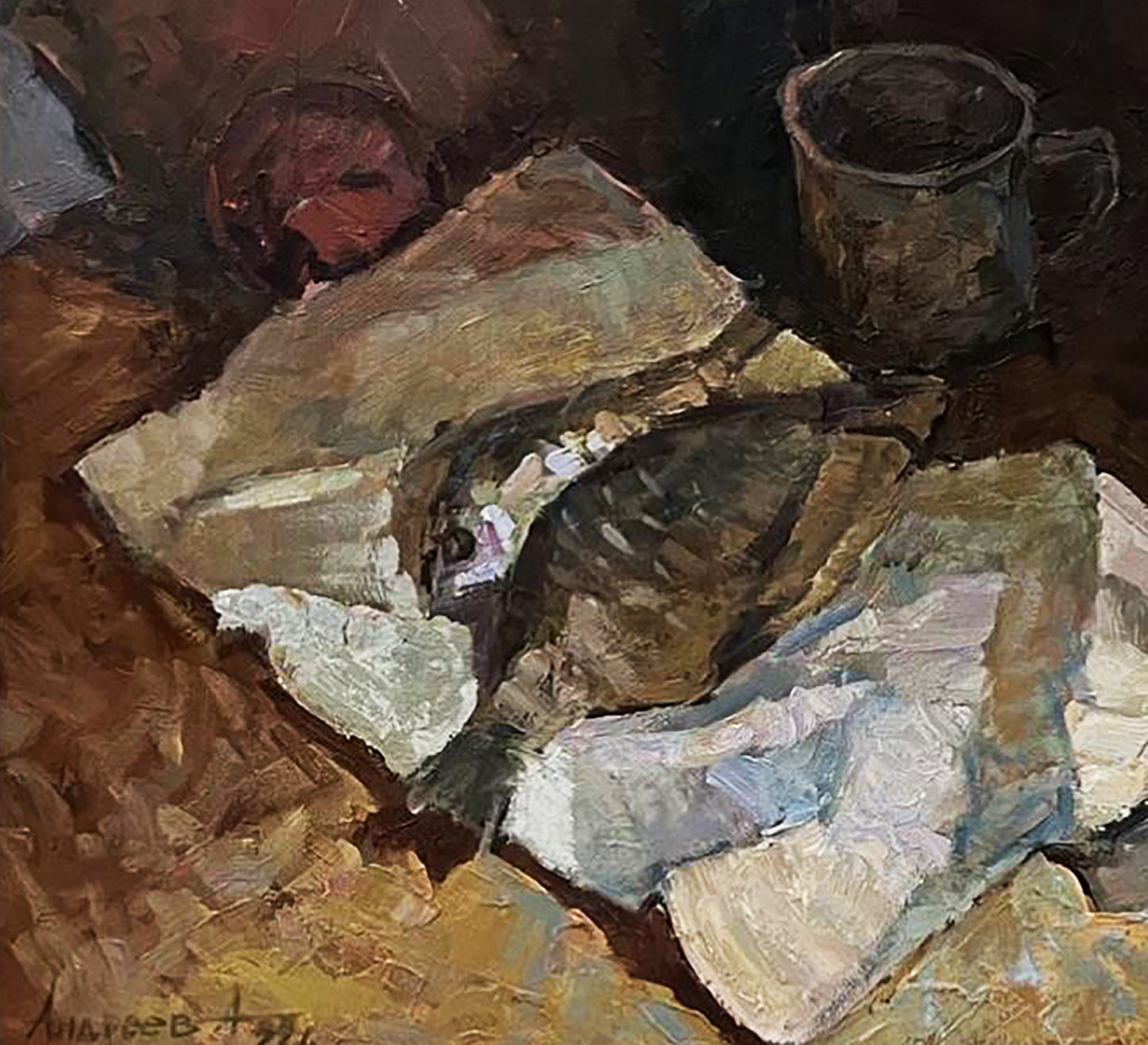 Oil painting Still life with fish Oleksandr Andreev