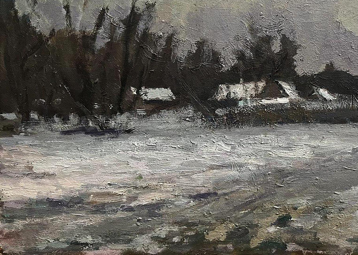 Oil painting After the winter snowstorm Volodymyr Pashchenko