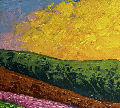 Oil painting Sunset palette over a mountain valley V. Zadorozhnya