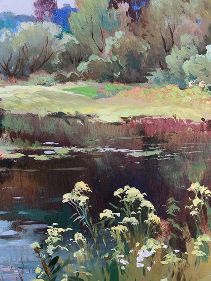 OIl painting River along the forest Yuriy Suprunchuk