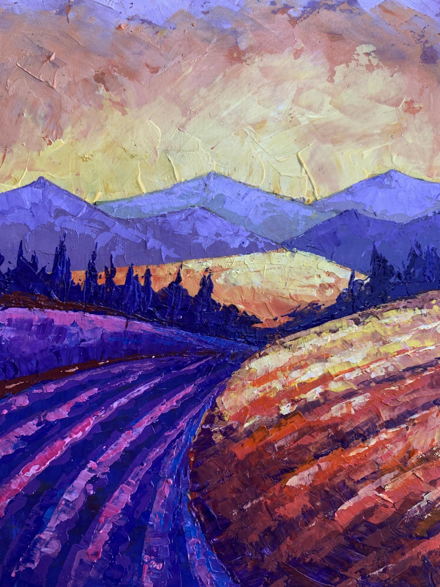 Oil painting Mountain Sunset V. Zadorozhnya