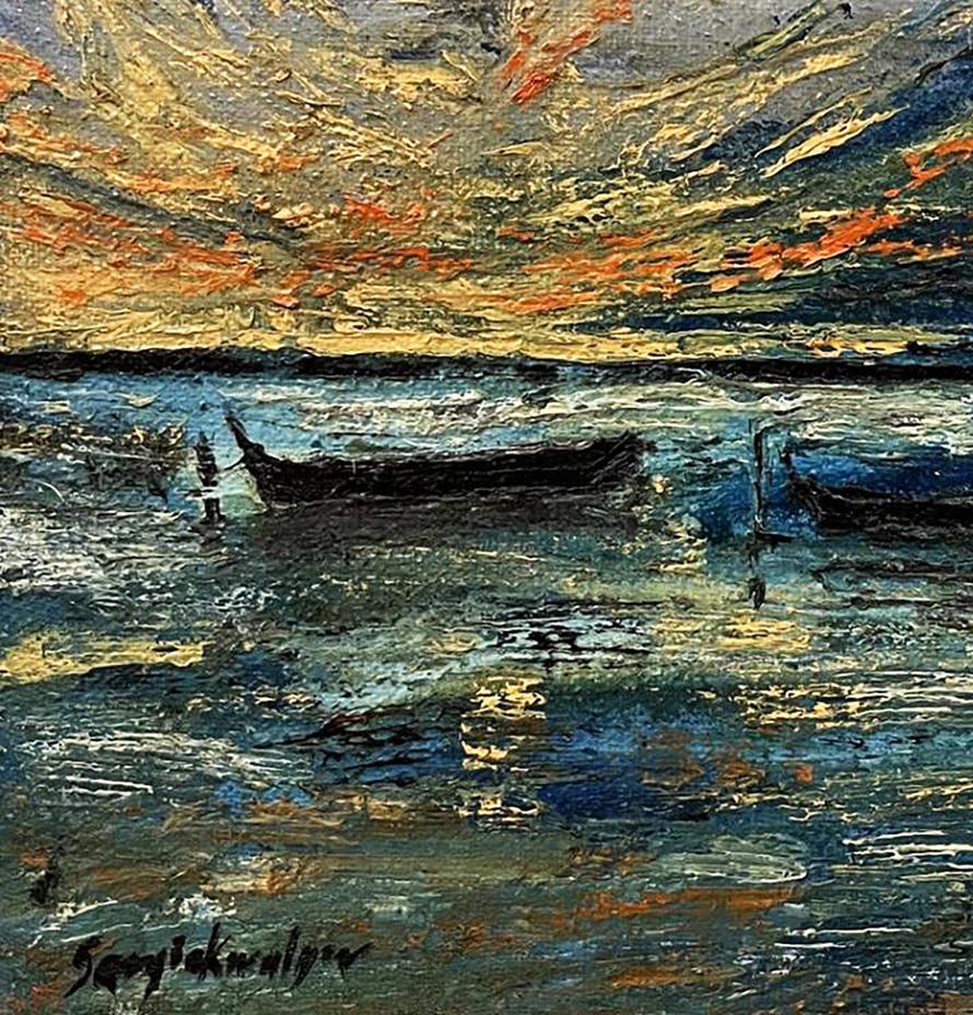 Oil painting Boats in the sea Serhiy Kovalev