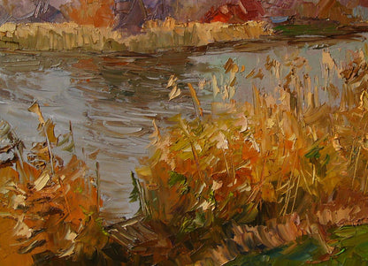 Oil painting Autumn river Boris Serdyuk