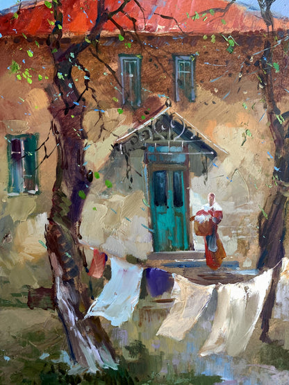 OIl painting A light breeze in the yard Yuriy Suprunchuk