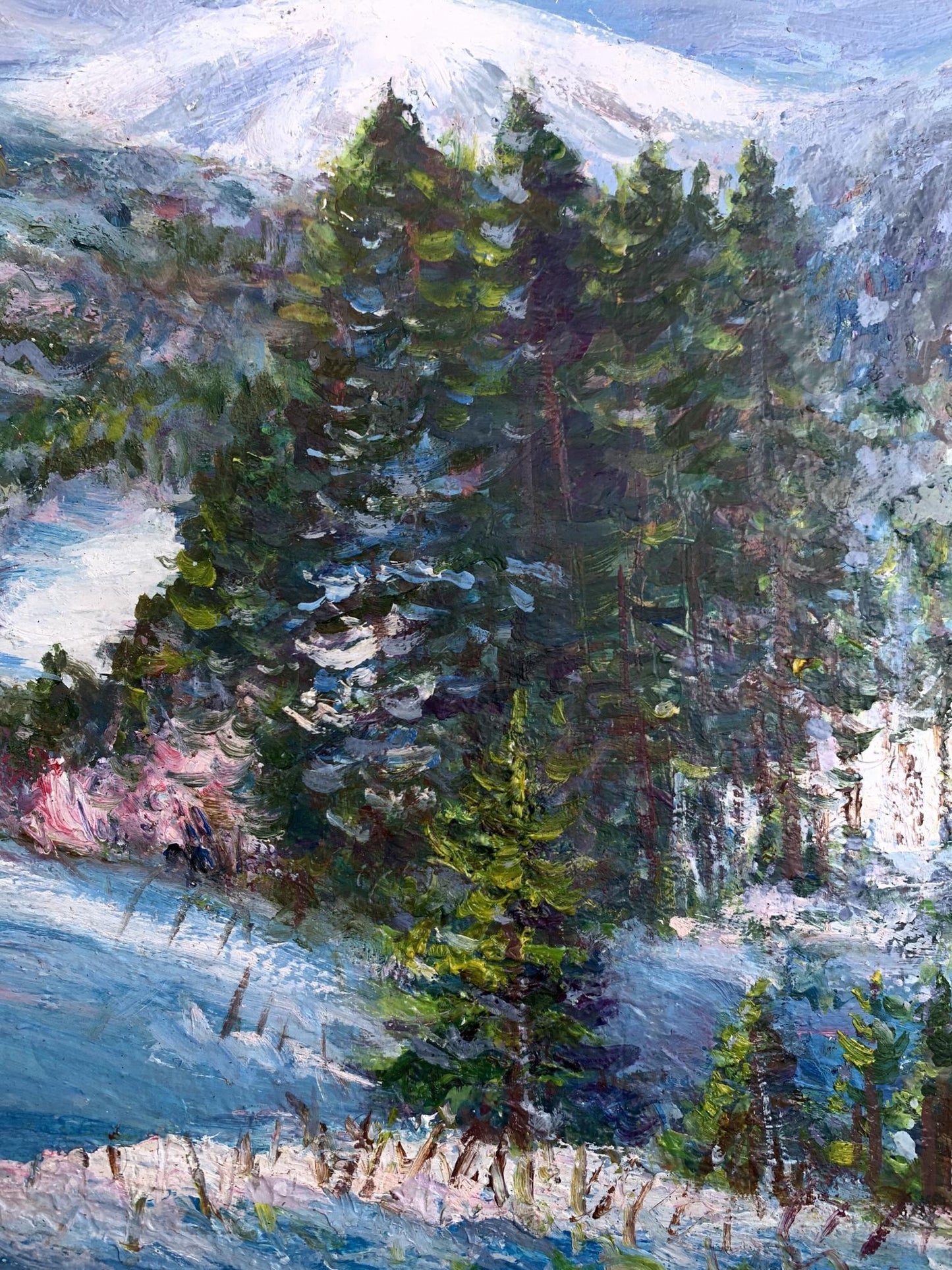 Oil painting Snow fell in the mountains Yu. Ulinets