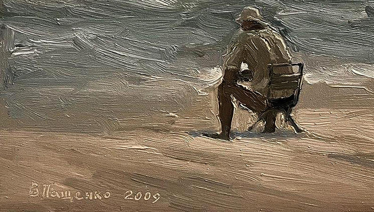 Oil painting Alone on the beach Volodymyr Pashchenko