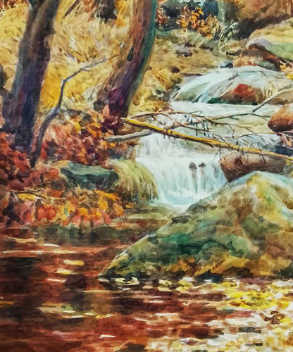 Watercolor painting Forest stream Anatolii Duhnevich