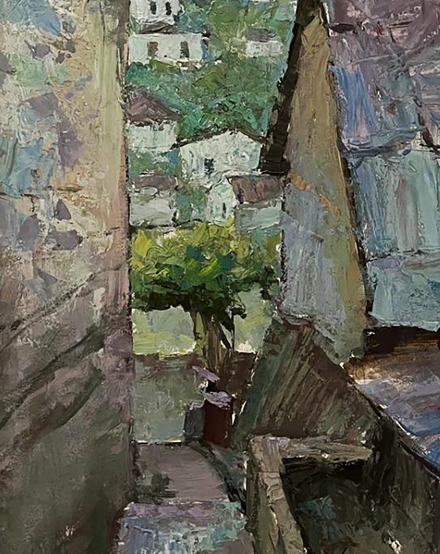 Oil painting Roofs of houses Oleksandr Andreev