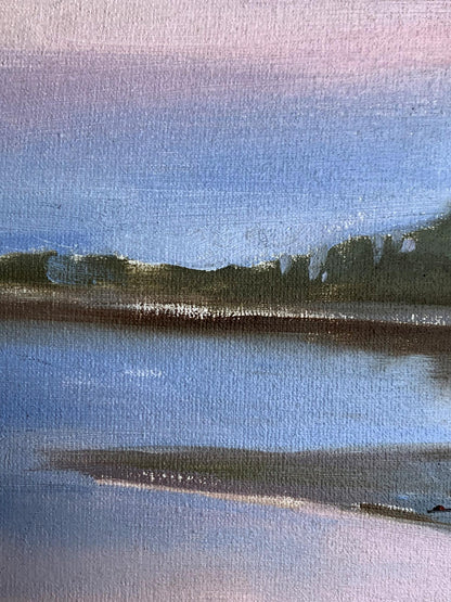 Oil painting Flooded river bank Unknown artist