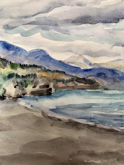 Watercolor painting Covered with clouds Unknown artist