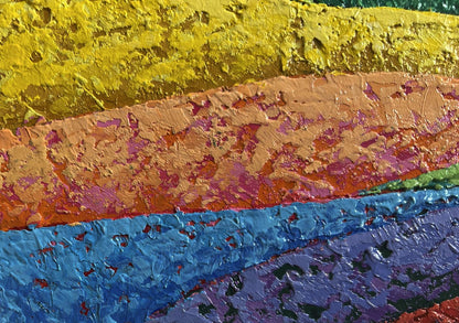 Oil painting Sunset rays over a mountain valley V. Zadorozhnya