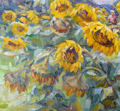 Oi painting Among the sunflowers Kovalenko Ivan Mikhailovich