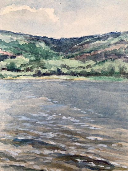 Watercolor painting On the river bank O. Umansky