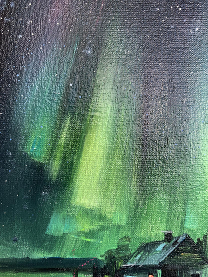 Oil painting Northern lights Tatyana Derdey