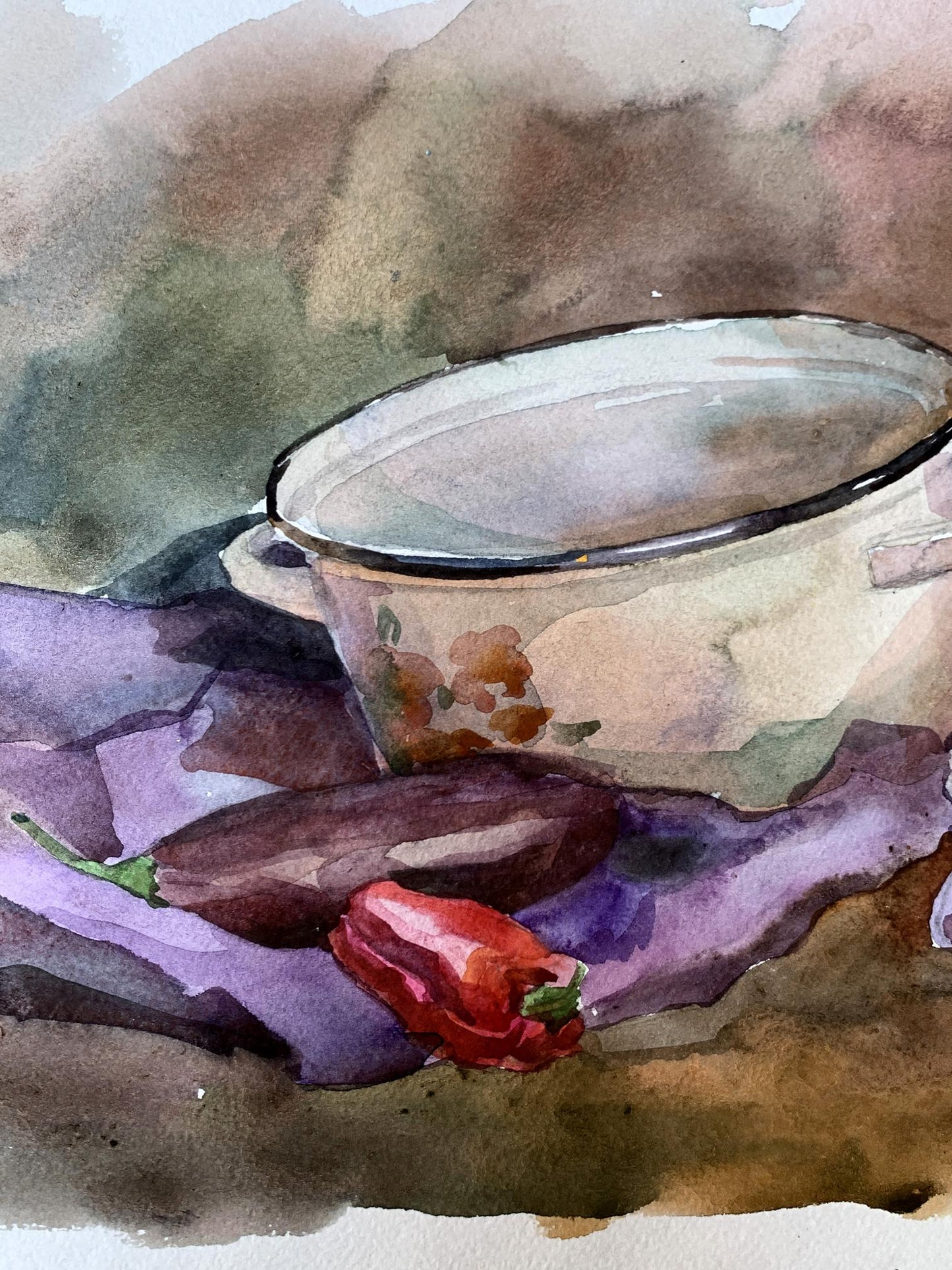 Watercolor painting Start cooking Unknown artist