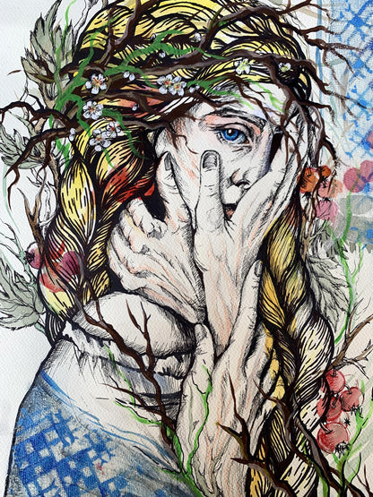 Watercolor painting Suffering Olga Ponomaryva