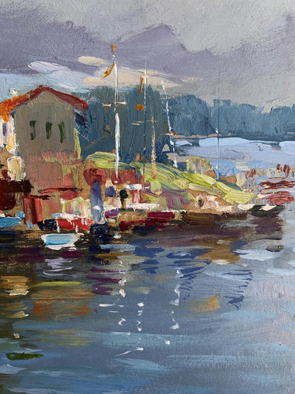 OIl painting Port for boats and yachts Yuriy Suprunchuk