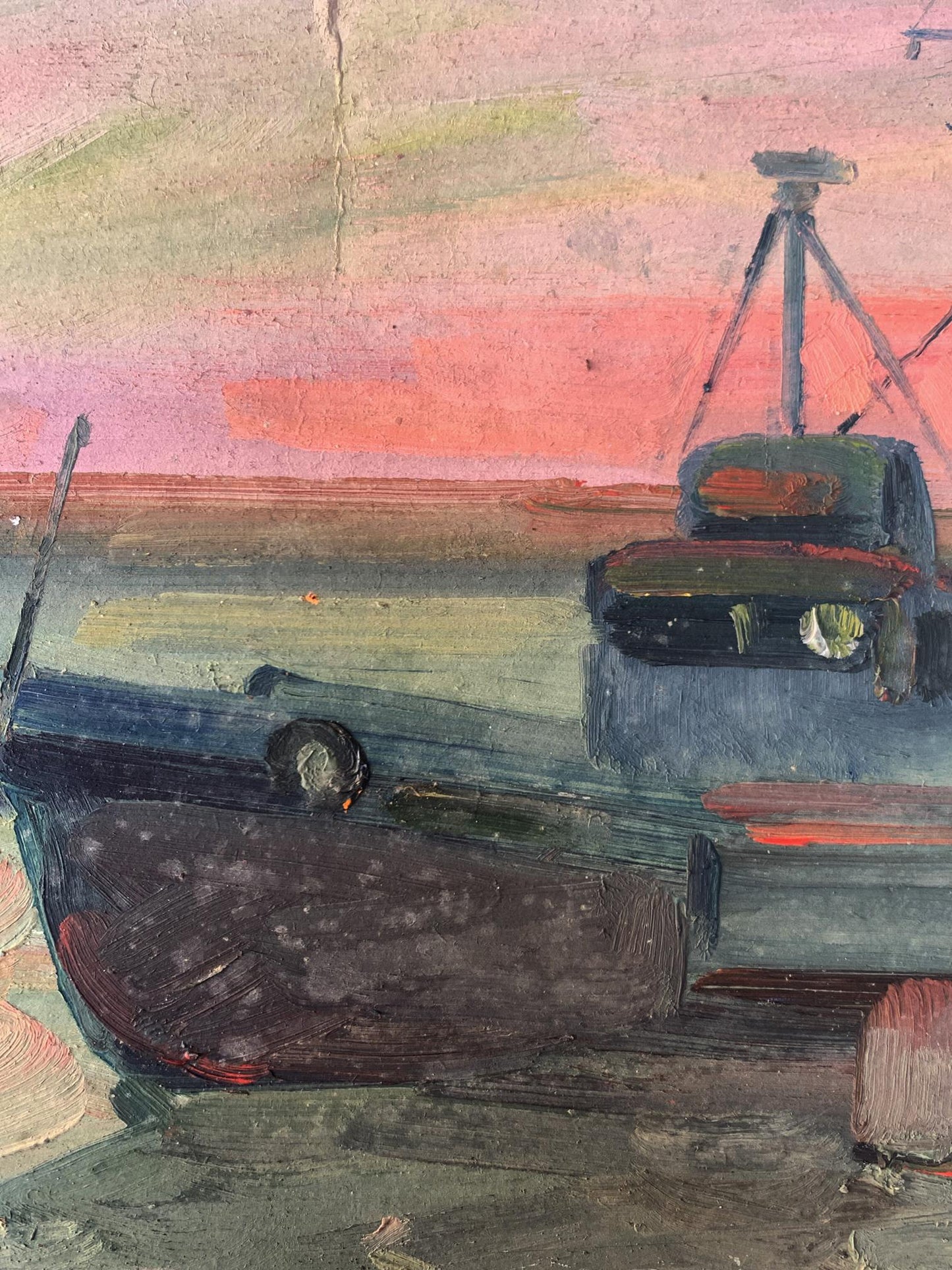 Oil painting Ship on the ferry Peter Dobrev