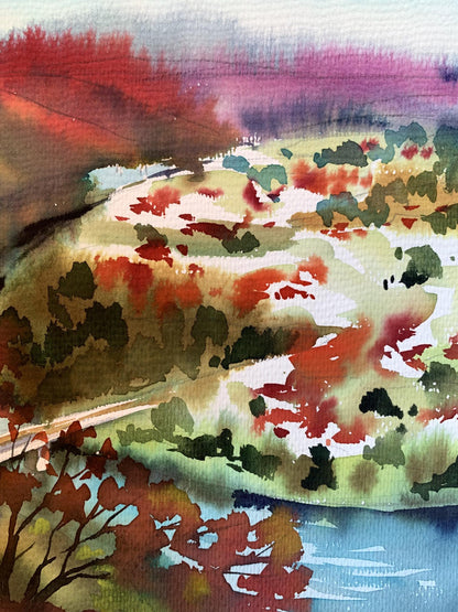 Watercolor painting View of the Reserve Svetlana Gramm