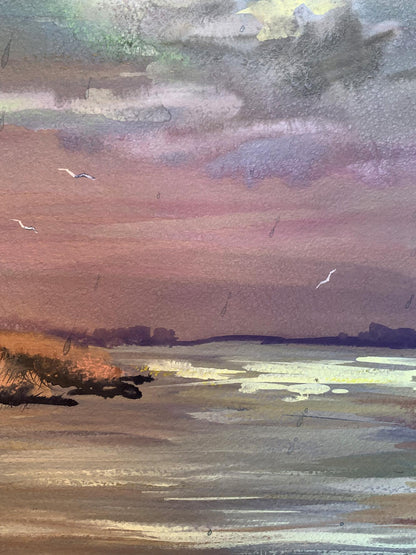 Watercolor painting Sunset on the spit Svetlana Gramm