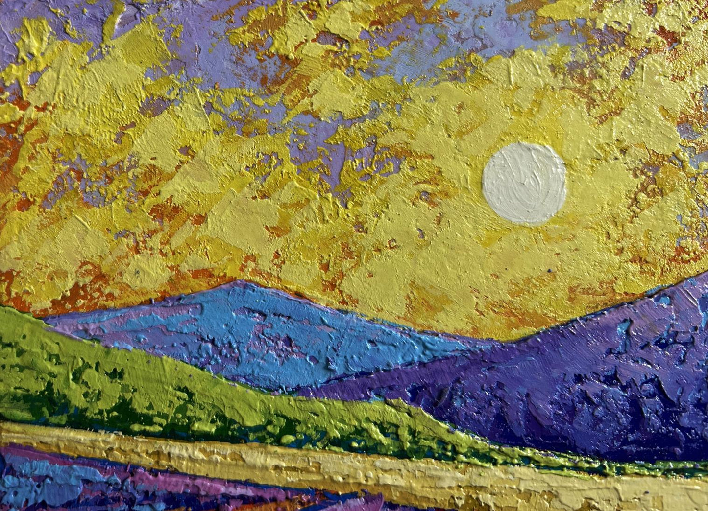 Oil painting The sun's rays glide across the meadows V. Zadorozhnya