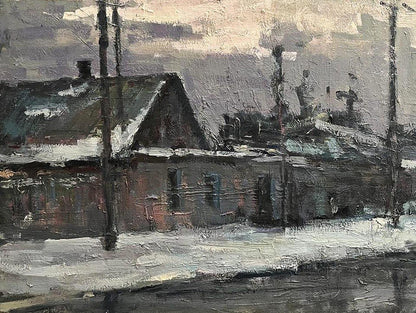 Oil painting Snowy street Volodymyr Pashchenko