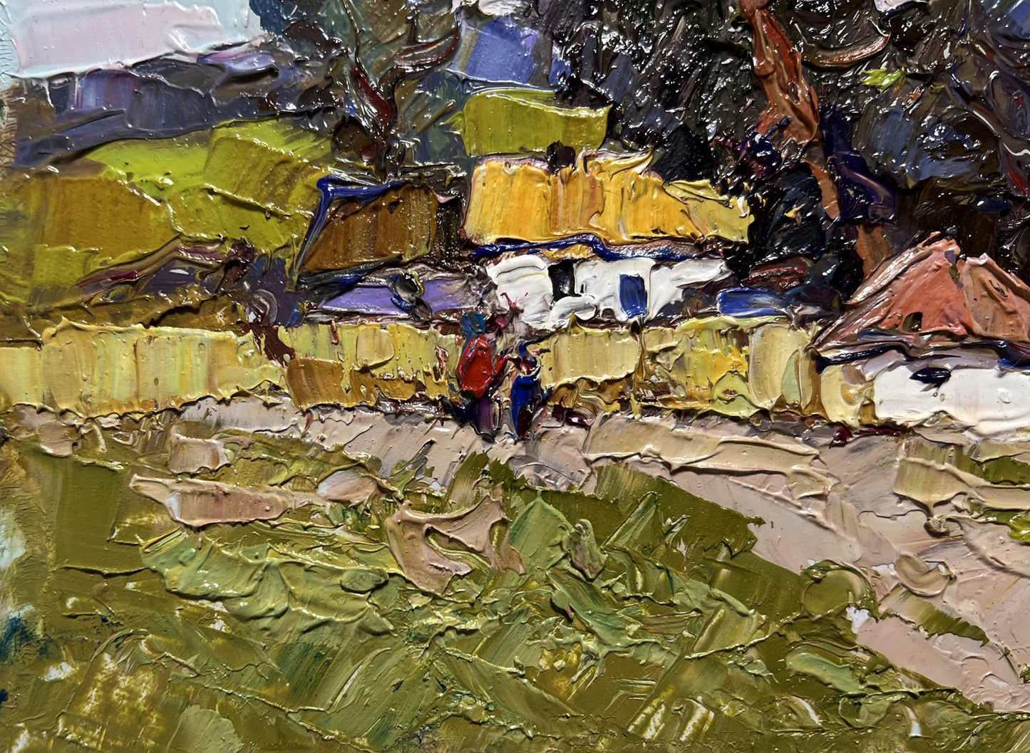 Oil painting Village houses Oksana Ivanyuk