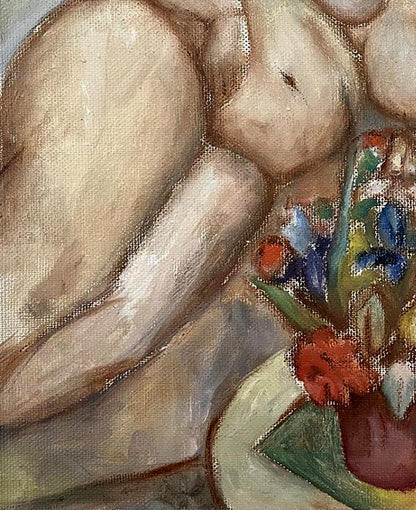 Oil painting Naked with flowers Tatyana Nikolsk