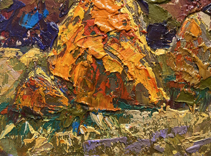 Oil painting Haystacks in the field Oleksiy Ivanyuk